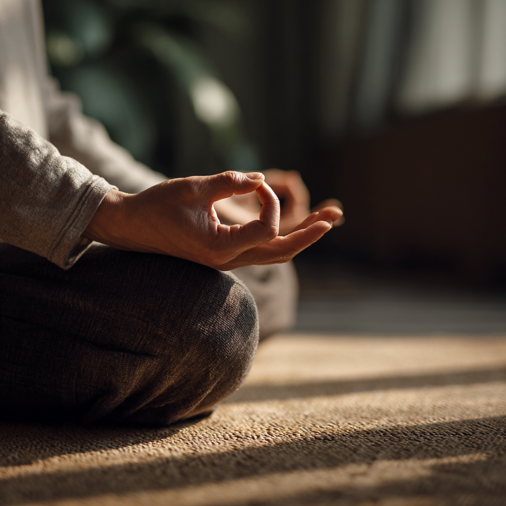 Група людей займається йогою